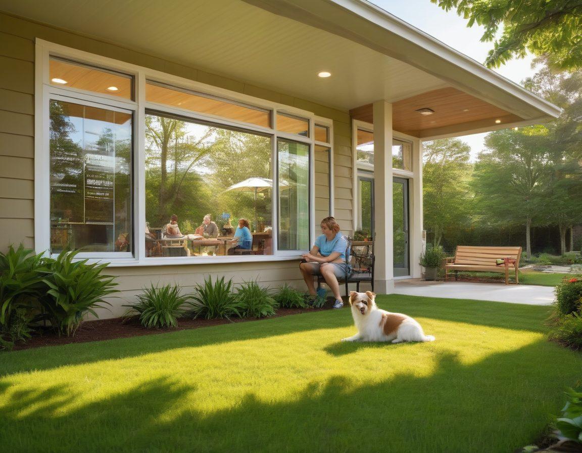 A heartwarming scene of a veterinarian gently spaying a small dog while surrounded by caring staff and supportive pet owners in a bright, inviting clinic. Include imagery of happy, healthy pets playing outside, symbolizing the benefits of spaying and neutering. Incorporate elements of the Georgia landscape, like lush greenery or the state outline in the background. super-realistic. vibrant colors. warm lighting.